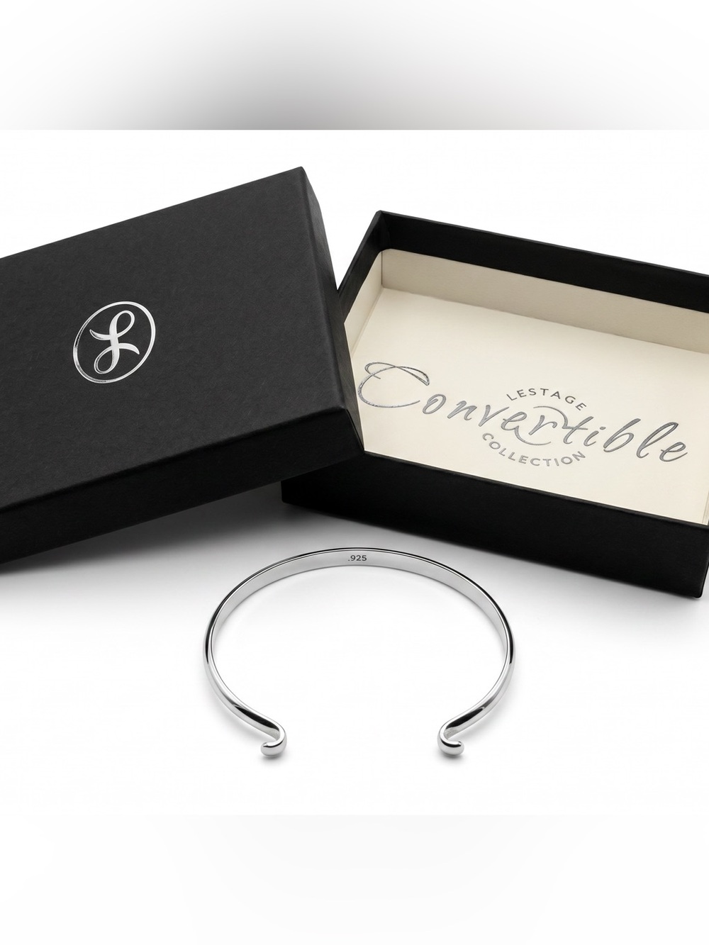 Lestage Convertible Collection Narrow Sterling Silver Open Cuff Bracelet NIB